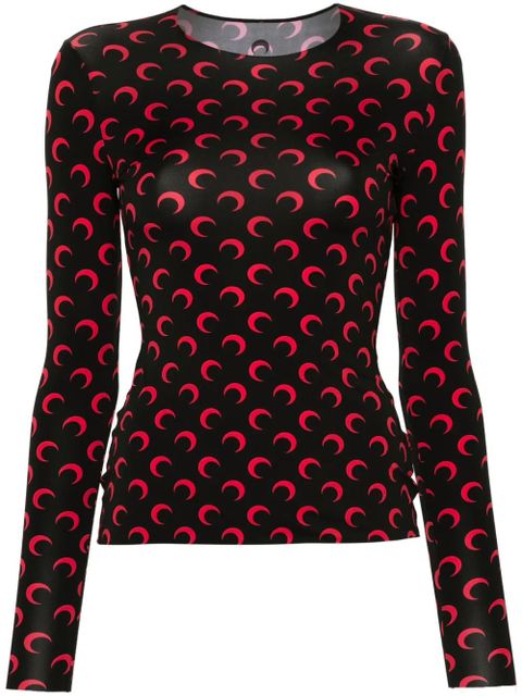 Marine Serre moon-print jersey T-shirt - Black - zdjęcie produktu nr 1