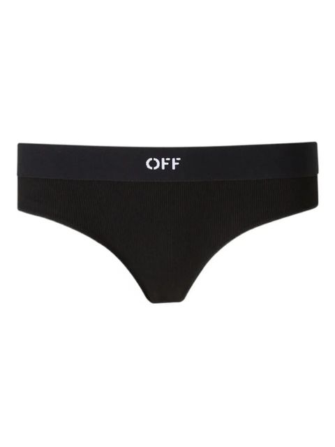 Off-White ribbed logo-detail cotton thong - Black