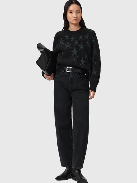 AllSaints sweter z dodatkiem wełny damski kolor czarny W089KD