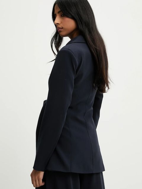 Answear.LAB marynarka kolor granatowy jednorzędowa gładka