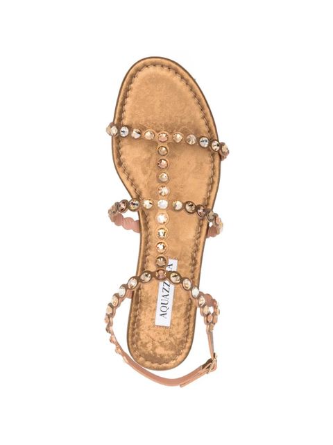 Aquazzura crystal-embellished leather sandals - Brown