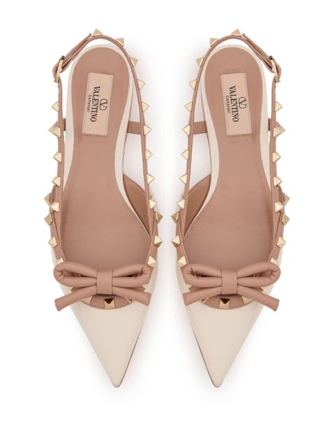 Valentino Garavani Rockstud Bow slingback ballerina shoes - Silver