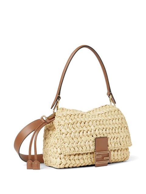 FENDI Mama Baguette woven-raffia shoulder bag - Neutrals