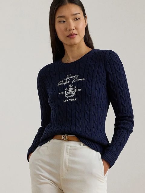 Lauren Ralph Lauren sweter bawełniany damskie kolor granatowy 200P03508 - zdjęcie produktu nr 1