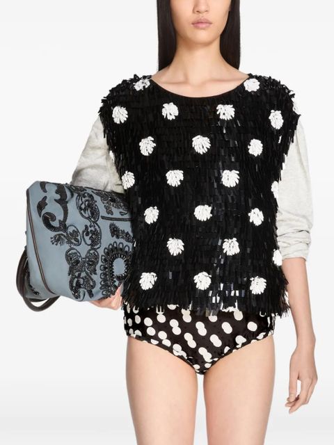 DRIES VAN NOTEN embroidered polka-dot silk top - Black