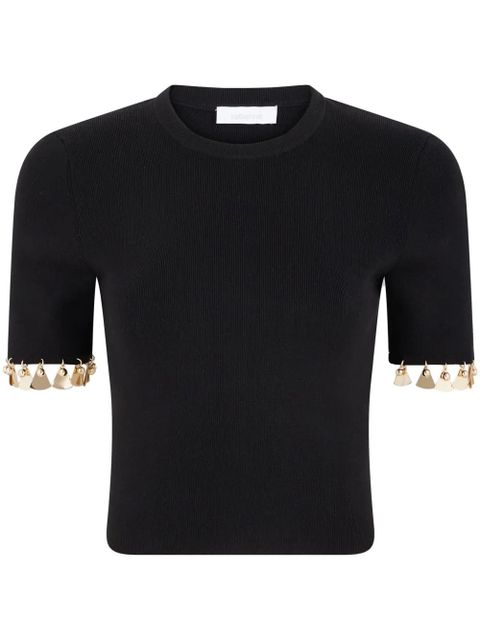 Rabanne charm-trim cropped T-shirt - Black - zdjęcie produktu nr 1
