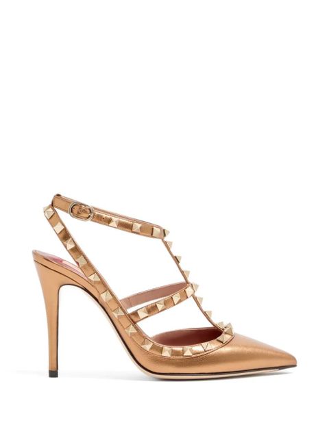 Valentino Garavani Rockstud pumps in laminated nappa leather 100mm - Gold - zdjęcie produktu nr 1