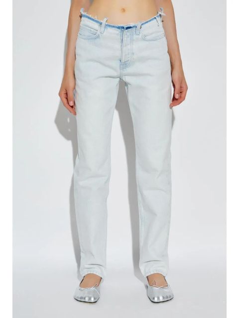 Balenciaga distressed contrasting trim jeans - Blue