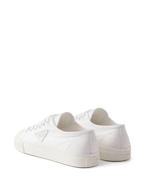 Prada triangle-logo canvas sneakers - White