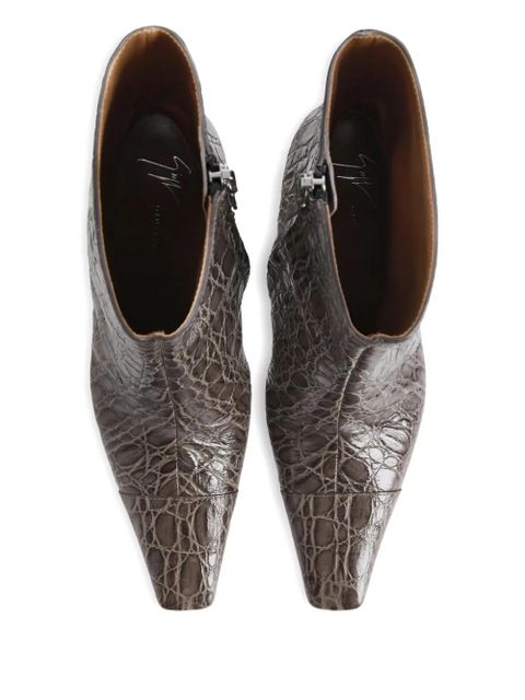 Giuseppe Zanotti 90mm Janiee crocodile-effect ankle boots - Grey