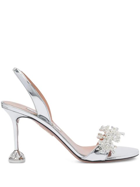 Aquazzura 85mm crystal-embellished slingback sandals - Silver - zdjęcie produktu nr 1