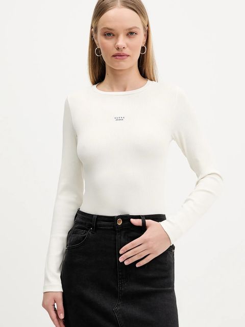 Guess Jeans longsleeve kolor beżowy W5BP01 KA0H1 - zdjęcie produktu nr 1