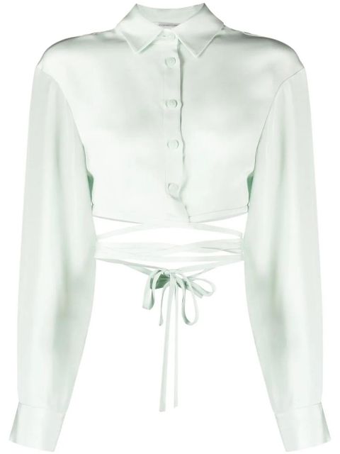 Christopher Esber tie-fastening silk shirt - Green - zdjęcie produktu nr 1
