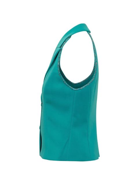 PINKO bead-trimmed halterneck waistcoat - Blue