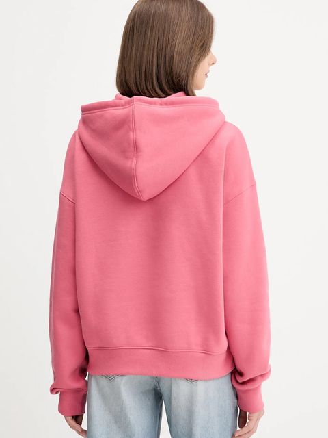 Guess Jeans bluza damska kolor różowy z kapturem z aplikacją W4YQ15 KC811 - zdjęcie produktu nr 2