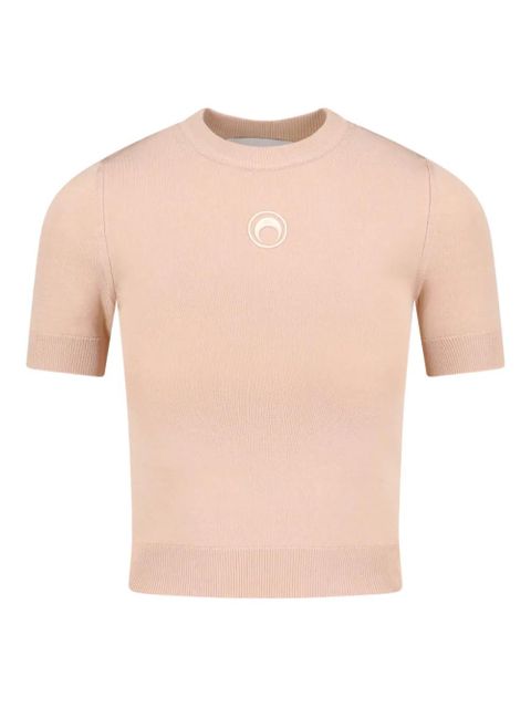 Marine Serre Moon-logo short-sleeved top - Neutrals - zdjęcie produktu nr 1