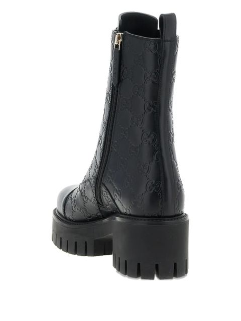 Gucci 60mm GG leather lace-up boots - Black
