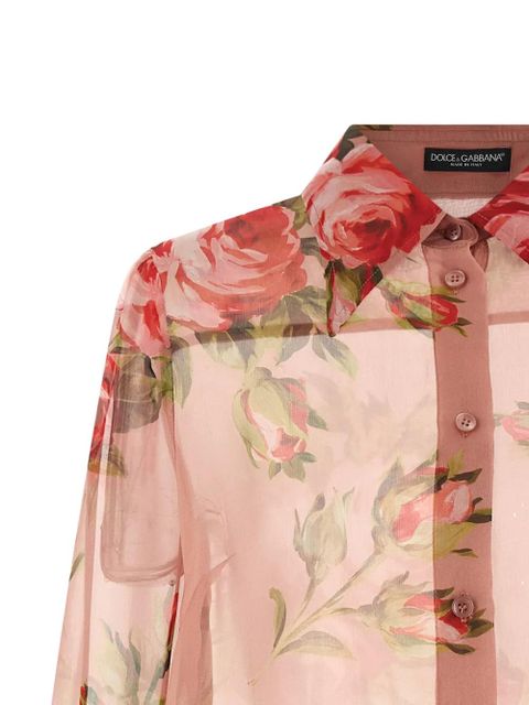 Dolce & Gabbana Bouquet Rose silk shirt - Pink