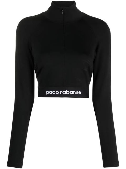 Rabanne logo-underband half-zip crop top - Black - zdjęcie produktu nr 1