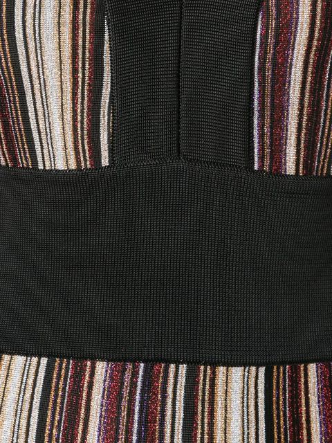 Balmain v-neck striped dress - Black