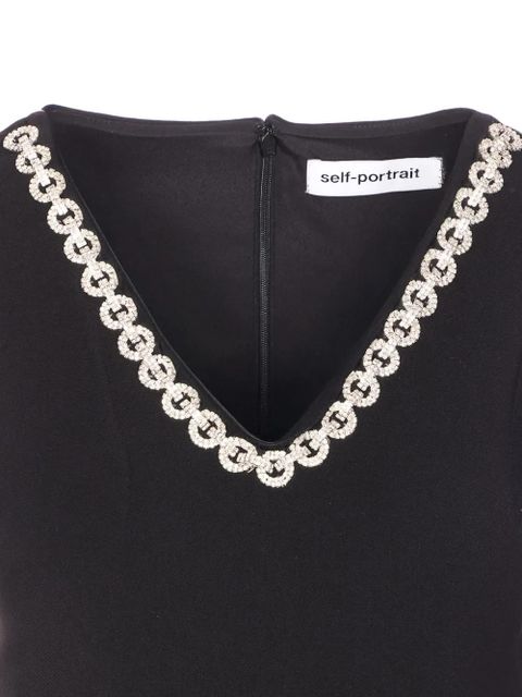 Self-Portrait crystal-embellished mini dress - Black