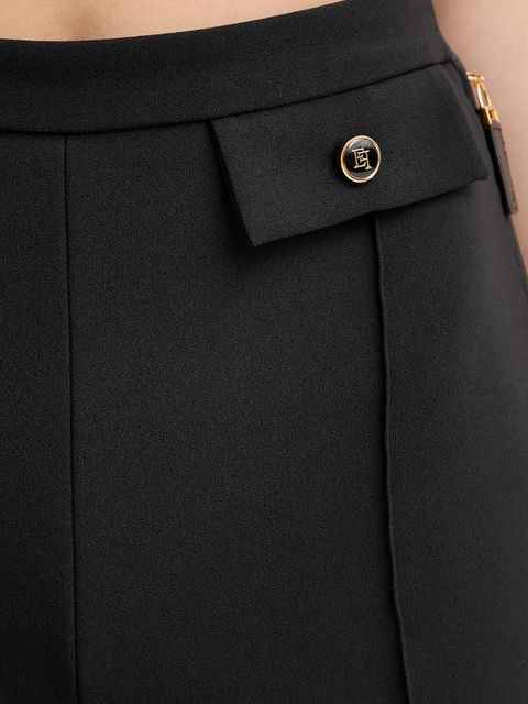 Elisabetta Franchi spodnie damskie kolor czarny proste high waist PA12156E2