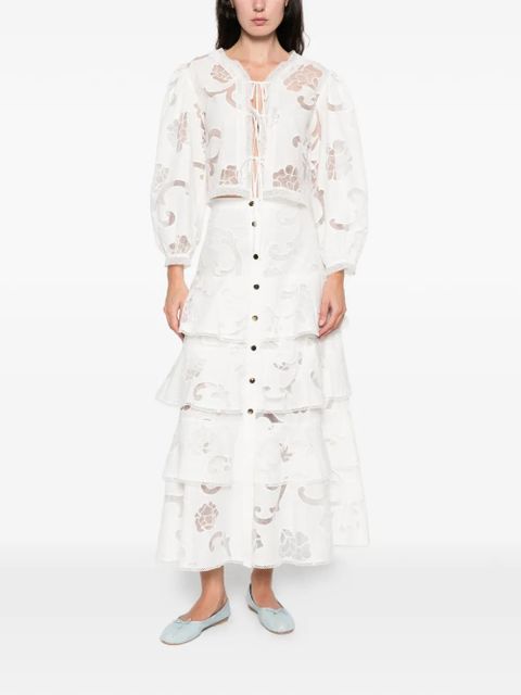 SANDRO button A-line midi skirt - White - zdjęcie produktu nr 2