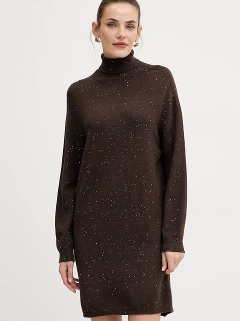 Liu Jo sukienka kolor brązowy mini oversize MF5484 MA27R