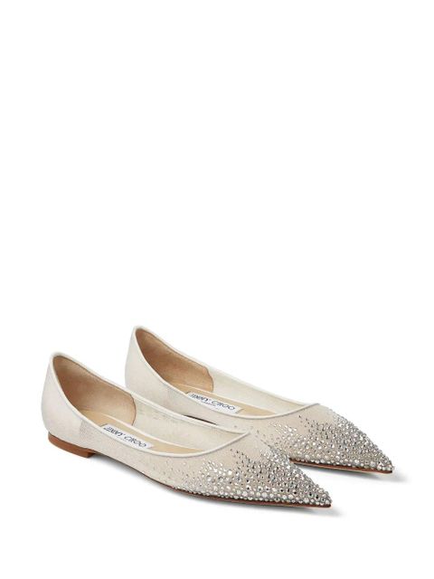 Jimmy Choo Love crystal-embellished ballerinas - White