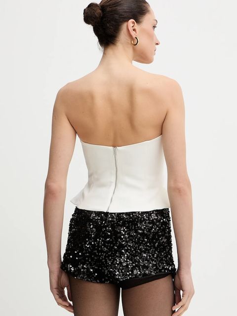 Bardot top damska kolor beżowy gładka 60213TB2