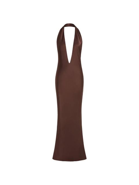 16Arlington Maren halterneck satin maxi dress - Brown - zdjęcie produktu nr 1
