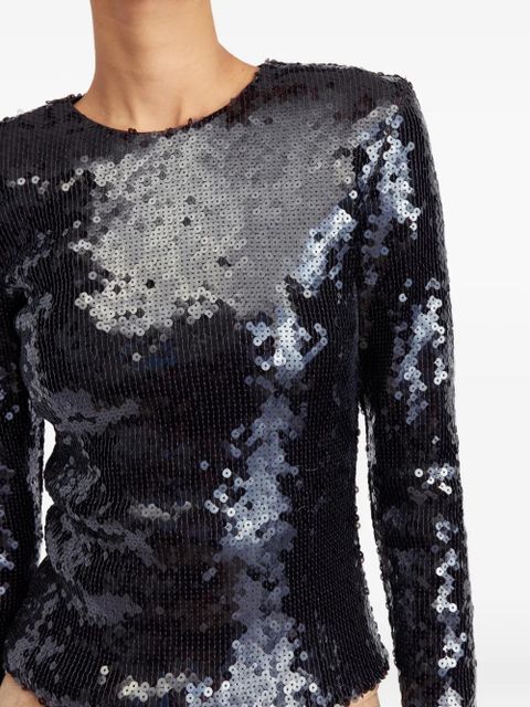 16Arlington Tanith sequin long-sleeved top - Black