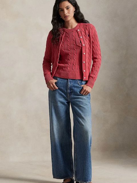 Polo Ralph Lauren kardigan bawełniany damski kolor czerwony 211971868