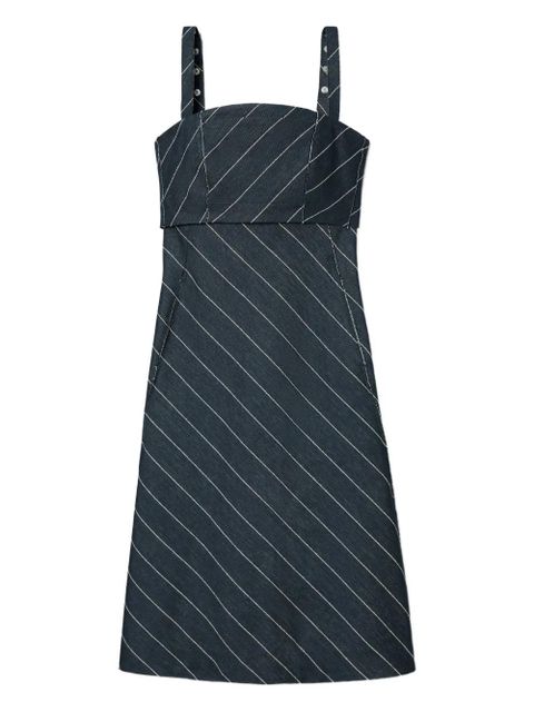 Tory Burch striped-pattern cotton-blend midi dress - Blue - zdjęcie produktu nr 1