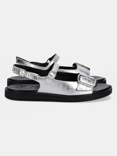 Answear.LAB sandały skórzane damskie kolor srebrny