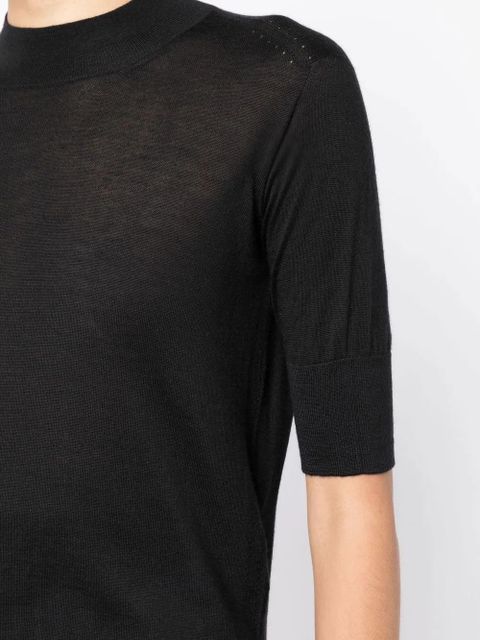 Jil Sander short sleeve fine-knit top - Black