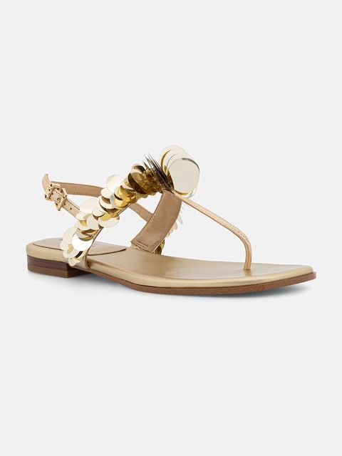 MICHAEL Michael Kors sandały na niskim obcasie damskie skórzane Loretta Thong Sandal - zdjęcie produktu nr 1
