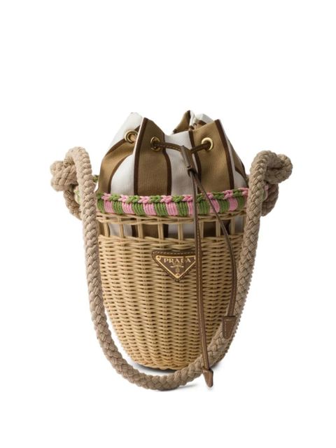 Prada mini Wicker rope-handle bucket bag - Neutrals - zdjęcie produktu nr 1