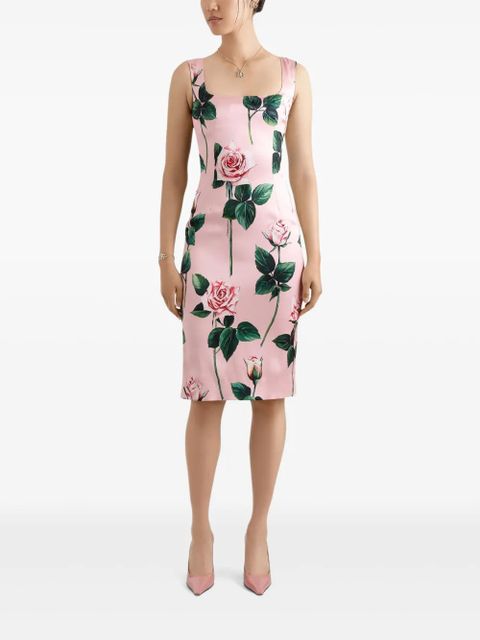 Dolce & Gabbana floral-print midi dress - Pink - zdjęcie produktu nr 2