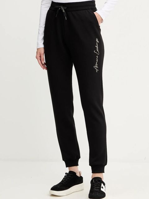 Armani Exchange spodnie dresowe damskie kolor czarny z aplikacją XW000837 AF13397 - zdjęcie produktu nr 1