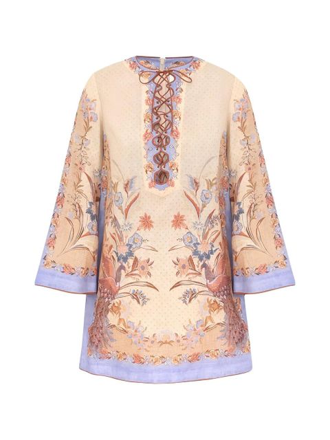 ZIMMERMANN Indra lace-up tunic mini dress - Neutrals - zdjęcie produktu nr 1