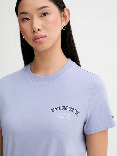 Tommy Jeans t-shirt bawełniany damski kolor fioletowy DW0DW22516