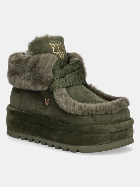 Naked Wolfe śniegowce zamszowe Bambi kolor zielony Bambi Suede Shearling Dark Olive - zdjęcie produktu nr 1