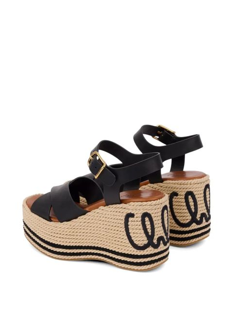 Chloé crisscross wedge sandals - Black