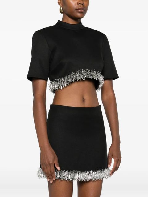 Simkhai fringe-trimmed short-sleeve top - Black - zdjęcie produktu nr 2