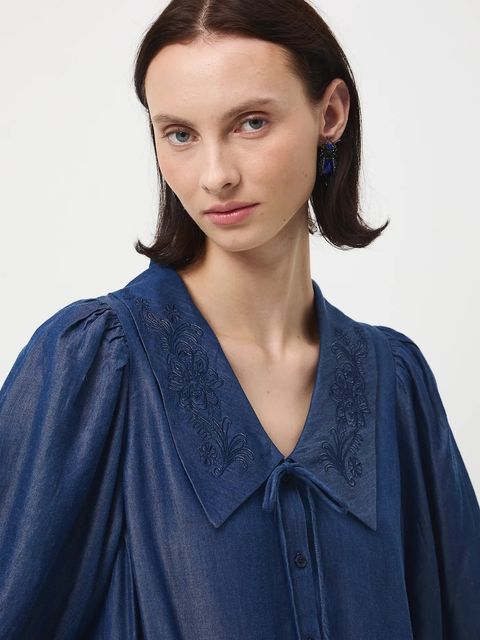 Medicine sukienka jeansowa kolor granatowy mini oversize