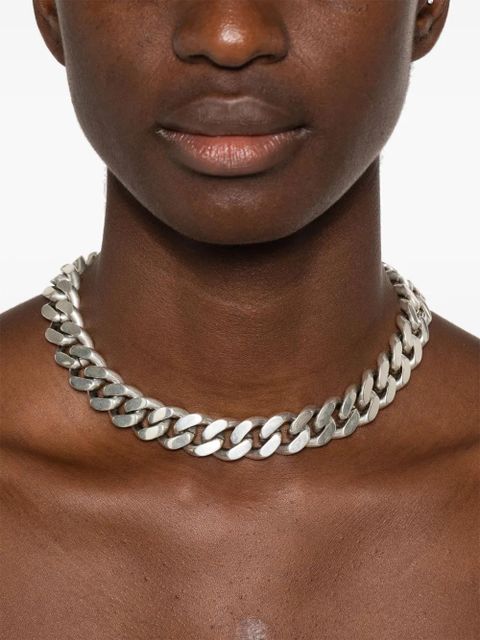 Saint Laurent logo-engraved necklace - Silver