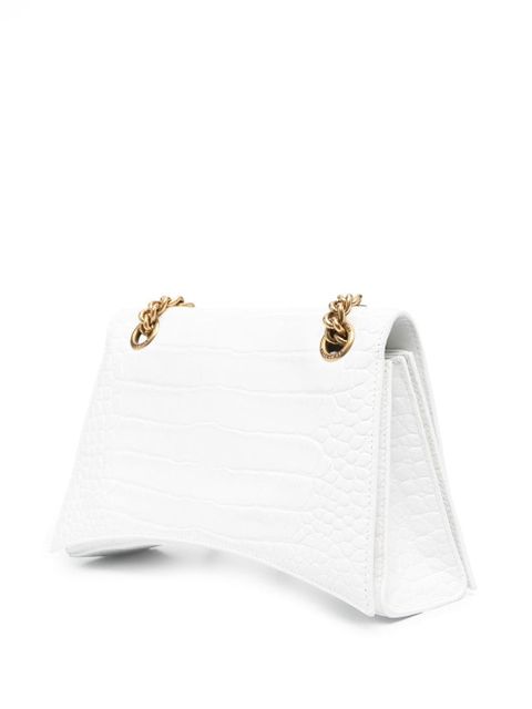 Balenciaga small Crush crocodile-embossed shoulder bag - White