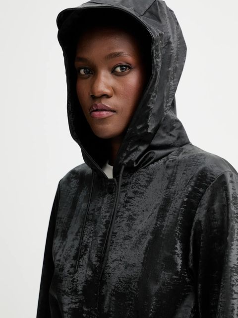 Rains kurtka 12040 A-Line Longer W Jacket kolor czarny przejściowa 12040