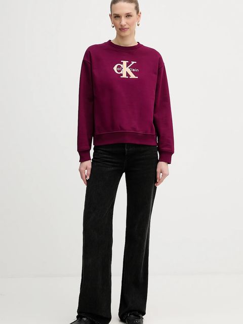 Calvin Klein Jeans bluza damska kolor fioletowy z aplikacją LV047E825G - zdjęcie produktu nr 2